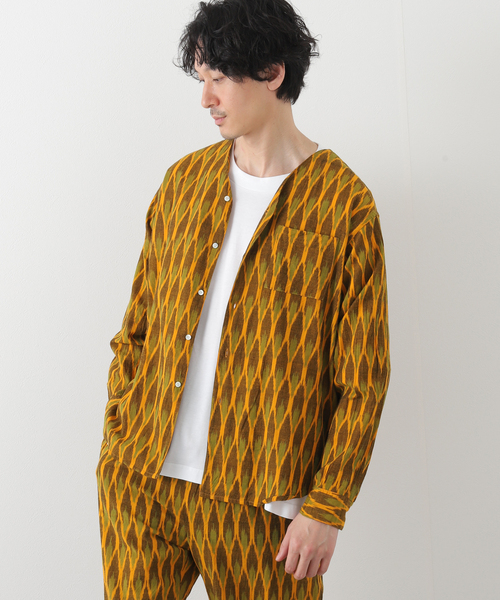 B.C STOCK(ベーセーストック)の「INDIA FAB. IKAT ジャガード シャツカーディガン(シャツ/ブラウス・メンズ・パープル/ネイビー/ブラウン・MEDIUM/LARGE)」の21枚目の写真