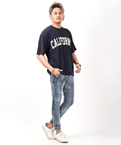 LUXSTYLE(ラグスタイル)の「ケミカル加工カレッジロゴプリントTシャツ(Tシャツ/カットソー・メンズ・ベージュ/ネイビー/チャコール・M/L)」の4枚目の写真