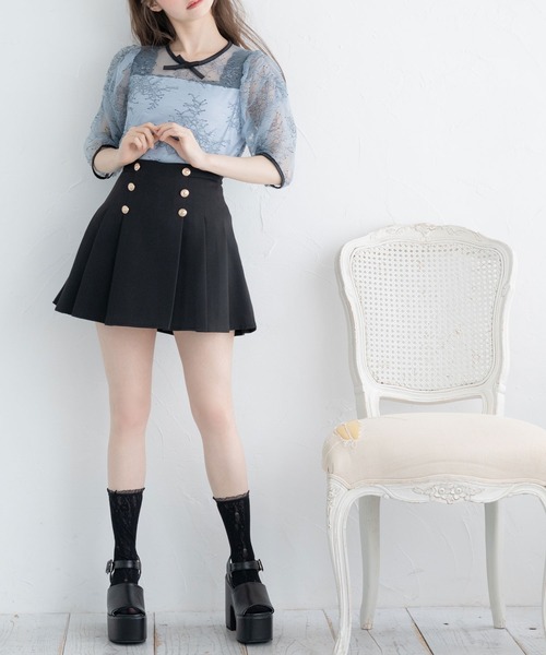 DearMyLoveRose(ディアマイラブローズ)の「ちょこんリボンレースブラウス(シャツ/ブラウス・レディース・ホワイト/ブルー/ホワイト×ブラック/ブラック・MEDIUM/XX-LARGE/LARGE/X-LARGE)」の12枚目の写真