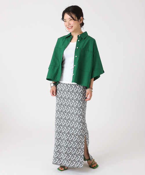 B.C STOCK(ベーセーストック)の「クロップ丈シャツ(シャツ/ブラウス・レディース・ホワイト/グリーン/ブルー・FREE)」の9枚目の写真