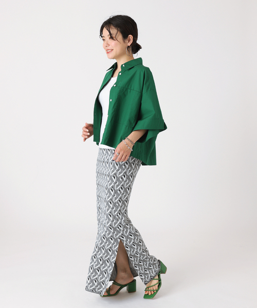 B.C STOCK(ベーセーストック)の「クロップ丈シャツ(シャツ/ブラウス・レディース・ホワイト/グリーン/ブルー・FREE)」の10枚目の写真