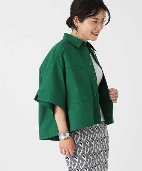 B.C STOCK(ベーセーストック)の「クロップ丈シャツ(シャツ/ブラウス・レディース・ホワイト/グリーン/ブルー・FREE)」の12枚目の写真