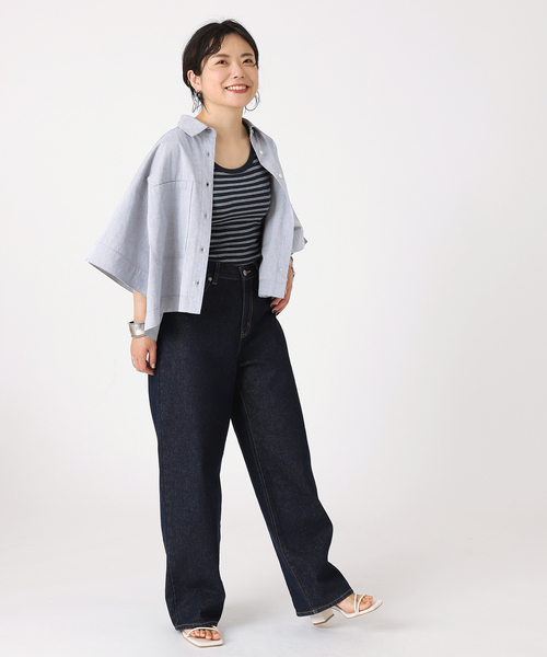 B.C STOCK(ベーセーストック)の「クロップ丈シャツ(シャツ/ブラウス・レディース・ホワイト/グリーン/ブルー・FREE)」の13枚目の写真