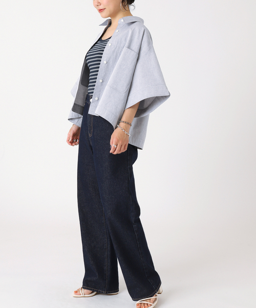 B.C STOCK(ベーセーストック)の「クロップ丈シャツ(シャツ/ブラウス・レディース・ホワイト/グリーン/ブルー・FREE)」の15枚目の写真