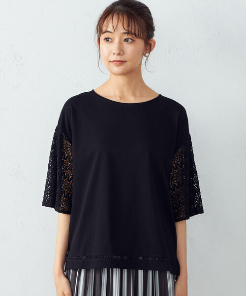 COMME CA ISM（コムサイズム）の「レース　フレアスリーブカットソー（Tシャツ/カットソー・レディース・ホワイト/ブラック・M/L）」の10枚目の写真