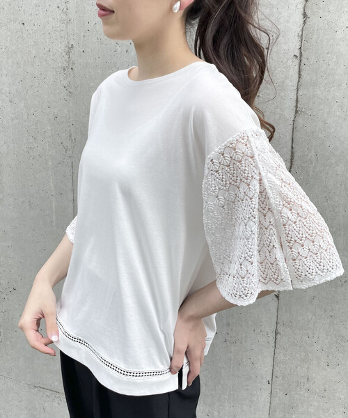 COMME CA ISM（コムサイズム）の「レース　フレアスリーブカットソー（Tシャツ/カットソー・レディース・ホワイト/ブラック・M/L）」の19枚目の写真