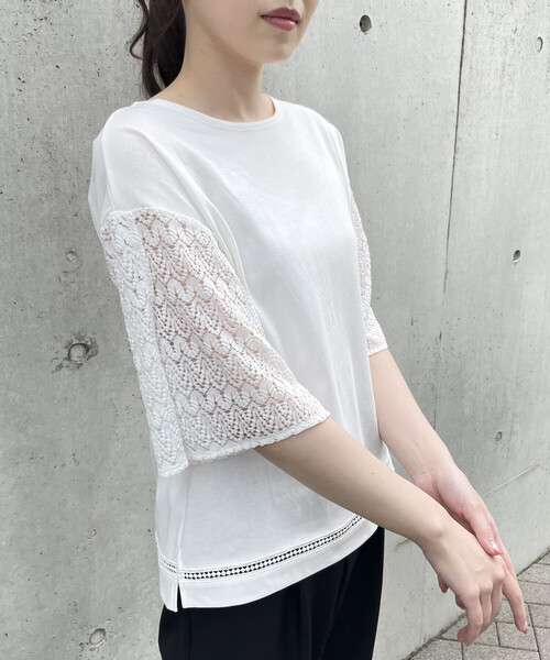 COMME CA ISM（コムサイズム）の「レース　フレアスリーブカットソー（Tシャツ/カットソー・レディース・ホワイト/ブラック・M/L）」の18枚目の写真