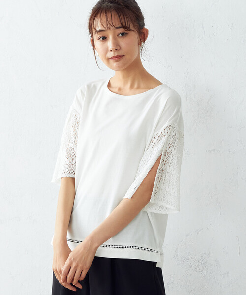 COMME CA ISM（コムサイズム）の「レース　フレアスリーブカットソー（Tシャツ/カットソー・レディース・ホワイト/ブラック・M/L）」の22枚目の写真
