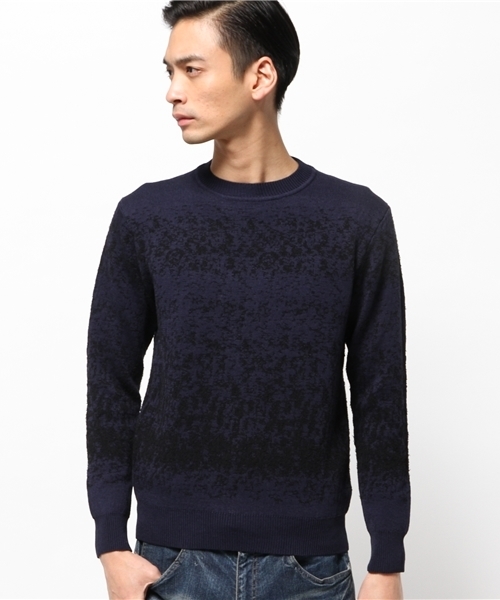 EDIFICE（エディフィス）の「◇グラデーションジャガード　クルーネックニット（ニット/セーター・メンズ・ホワイト/ブルー・46/48/44）」の10枚目の写真