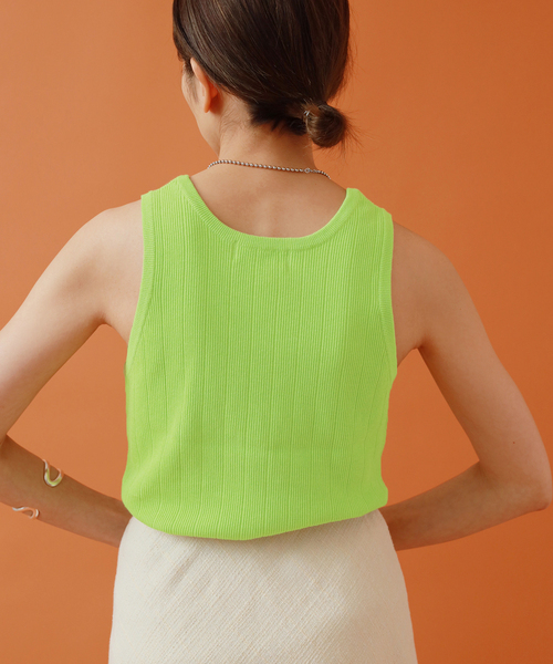 IENA（イエナ）の「maison 撚り杢アメスリタンクトップ（タンクトップ・レディース・ブラウン/ライトグリーン・FREE）」の2枚目の写真