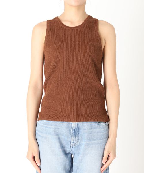 IENA（イエナ）の「maison 撚り杢アメスリタンクトップ（タンクトップ・レディース・ブラウン/ライトグリーン・FREE）」の5枚目の写真