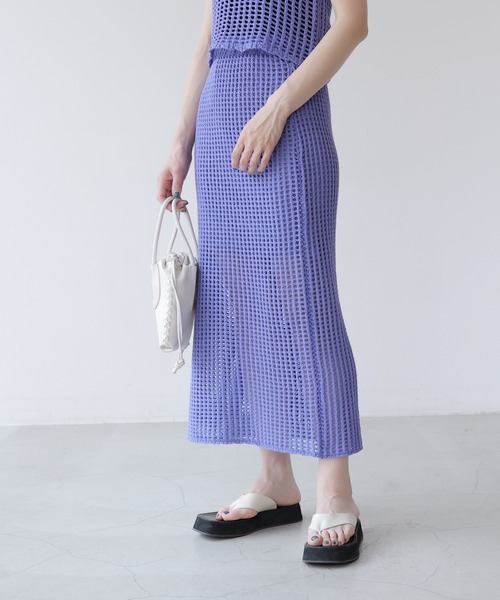 frames RAY CASSIN(フレームスレイカズン)の「WEB限定. メッシュニットスカート(スカート・レディース・ブルー/キナリ・FREE)」の16枚目の写真