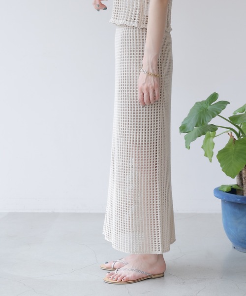 frames RAY CASSIN(フレームスレイカズン)の「WEB限定. メッシュニットスカート(スカート・レディース・ブルー/キナリ・FREE)」の12枚目の写真