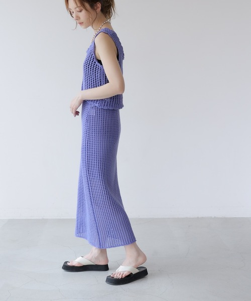 frames RAY CASSIN(フレームスレイカズン)の「WEB限定. メッシュニットスカート(スカート・レディース・ブルー/キナリ・FREE)」の11枚目の写真