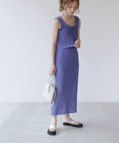 frames RAY CASSIN(フレームスレイカズン)の「WEB限定. メッシュニットスカート(スカート・レディース・ブルー/キナリ・FREE)」の8枚目の写真