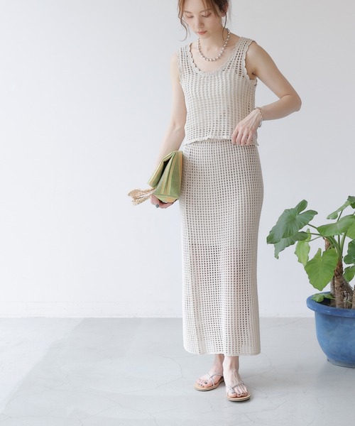 frames RAY CASSIN(フレームスレイカズン)の「WEB限定. メッシュニットスカート(スカート・レディース・ブルー/キナリ・FREE)」の17枚目の写真