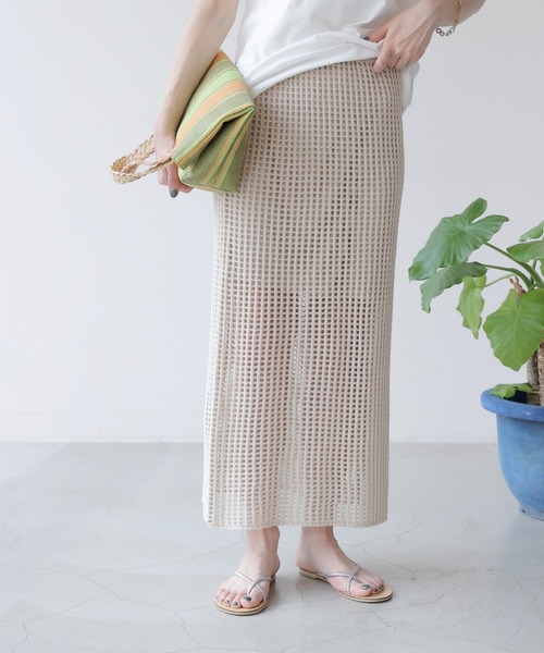 frames RAY CASSIN(フレームスレイカズン)の「WEB限定. メッシュニットスカート(スカート・レディース・ブルー/キナリ・FREE)」の6枚目の写真