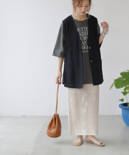 frames RAY CASSIN(フレームスレイカズン)の「WEB限定. メッシュニットスカート(スカート・レディース・ブルー/キナリ・FREE)」の4枚目の写真