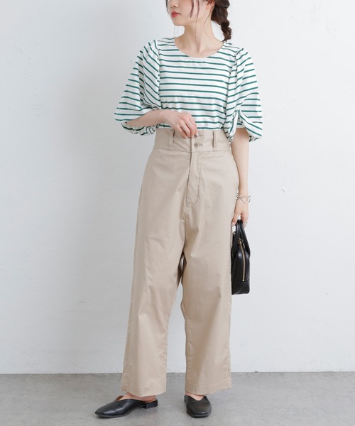 PUAL CE CIN（ピュアルセシン）の「【Du noir】ボーダーボリュームスリーブTシャツ（Tシャツ/カットソー・レディース・ブラック/グリーン/ブルー/ピンク・FREE）」の15枚目の写真