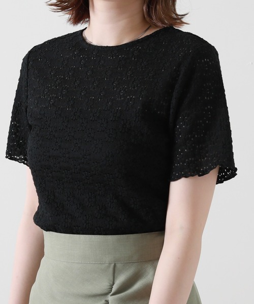 Cheek(チーク)の「ストレッチレーストップス(Tシャツ/カットソー・レディース・ブラック/オフホワイト/イエロー・MEDIUM)」の15枚目の写真