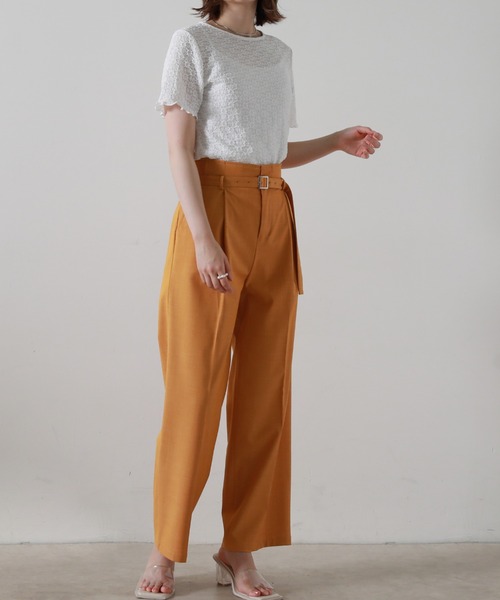 Cheek(チーク)の「ストレッチレーストップス(Tシャツ/カットソー・レディース・ブラック/オフホワイト/イエロー・MEDIUM)」の6枚目の写真