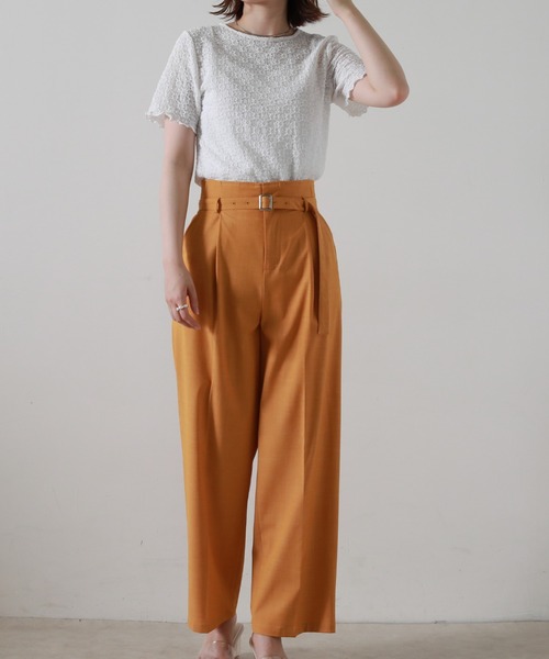 Cheek(チーク)の「ストレッチレーストップス(Tシャツ/カットソー・レディース・ブラック/オフホワイト/イエロー・MEDIUM)」の7枚目の写真