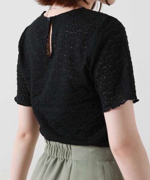 Cheek(チーク)の「ストレッチレーストップス(Tシャツ/カットソー・レディース・ブラック/オフホワイト/イエロー・MEDIUM)」の17枚目の写真