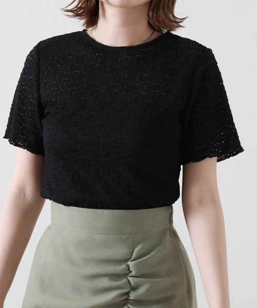 Cheek(チーク)の「ストレッチレーストップス(Tシャツ/カットソー・レディース・ブラック/オフホワイト/イエロー・MEDIUM)」の16枚目の写真