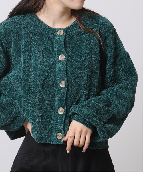 RAY CASSIN（レイカズン）の「ベロアモール袖ボリューム2WAYカーディガン（カーディガン/ボレロ・レディース・キナリ/イエロー/モカ/ピンク/グリーン・FREE）」の4枚目の写真