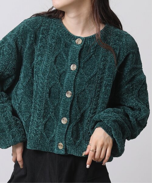 RAY CASSIN（レイカズン）の「ベロアモール袖ボリューム2WAYカーディガン（カーディガン/ボレロ・レディース・キナリ/イエロー/モカ/ピンク/グリーン・FREE）」の6枚目の写真