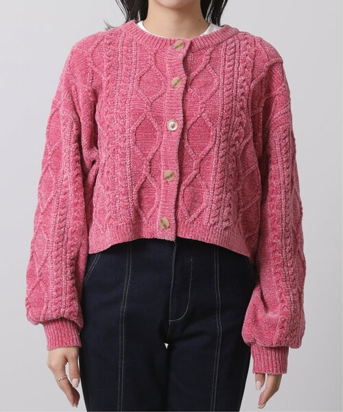 RAY CASSIN（レイカズン）の「ベロアモール袖ボリューム2WAYカーディガン（カーディガン/ボレロ・レディース・キナリ/イエロー/モカ/ピンク/グリーン・FREE）」の13枚目の写真