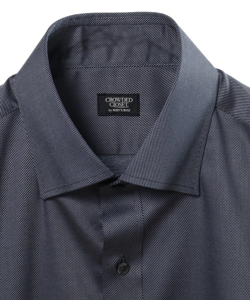 CROWDED CLOSET（クラウデッドクローゼット）の「【EASY CARE(イージーケア)】シャンブレーツイルストレッチシャツ（ビジネスシャツ・メンズ・ブラック/グレー・01/02/03/04）」の12枚目の写真