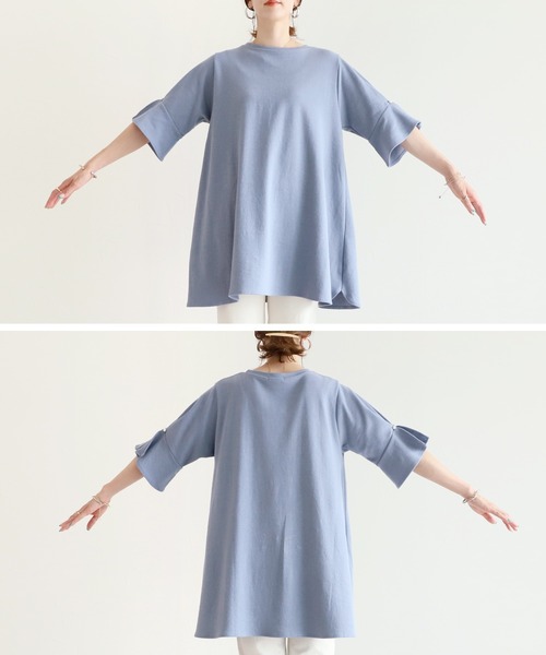 reca(レカ)の「袖パール付きフレアチュニックカットソー(Tシャツ/カットソー・レディース・ブラック/ブルー系その他/グレイッシュベージュ・FREE)」の11枚目の写真