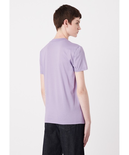 EMPORIO ARMANI（エンポリオアルマーニ）の「【エンポリオ アルマーニ】Tシャツ オーガニックジャージー ボールドEAロゴ（Tシャツ/カットソー・レディース・ホワイト系その他/パープル・SMALL/MEDIUM）」の3枚目の写真