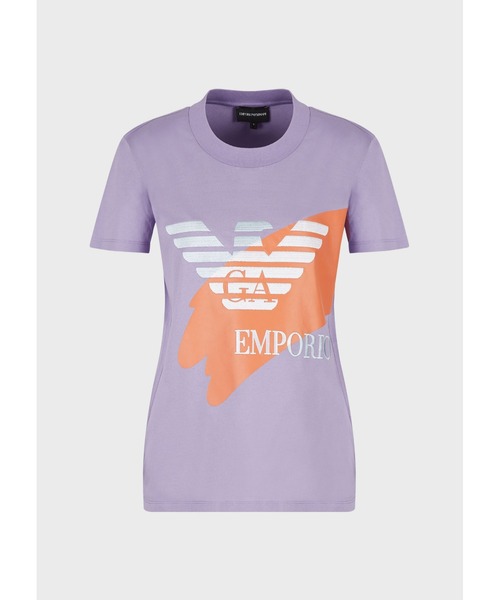 EMPORIO ARMANI（エンポリオアルマーニ）の「【エンポリオ アルマーニ】Tシャツ オーガニックジャージー ボールドEAロゴ（Tシャツ/カットソー・レディース・ホワイト系その他/パープル・SMALL/MEDIUM）」の7枚目の写真