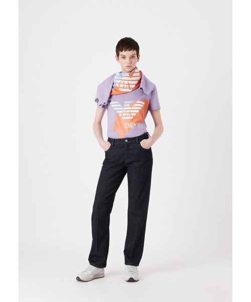 EMPORIO ARMANI（エンポリオアルマーニ）の「【エンポリオ アルマーニ】Tシャツ オーガニックジャージー ボールドEAロゴ（Tシャツ/カットソー・レディース・ホワイト系その他/パープル・SMALL/MEDIUM）」の10枚目の写真