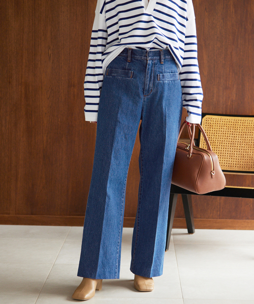 SLOBE IENA(スローブイエナ)の「LE DENIMウェルトポケットワイドレングス(デニムパンツ・レディース・ブルー系その他/ネイビー・40/38/34/36)」の21枚目の写真