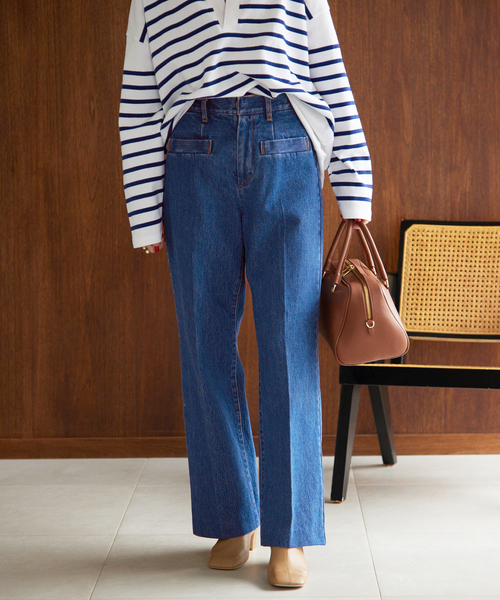 【美品】SLOBE IENAスローブイエナ　ワイドデニムパンツ　ハイウエスト　L SLOBE IENA（スローブイエナ）の「LE DENIMウェルトポケット
