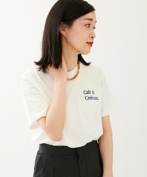 JOURNAL STANDARD SELECT(ジャーナルスタンダードセレクト)の「【LES PETITS BASICS/ルベーシック】 CAFECROISSANT NAVY PR:Tシャツ(Tシャツ/カットソー・レディース・アイボリー・SMALL)」の1枚目の写真