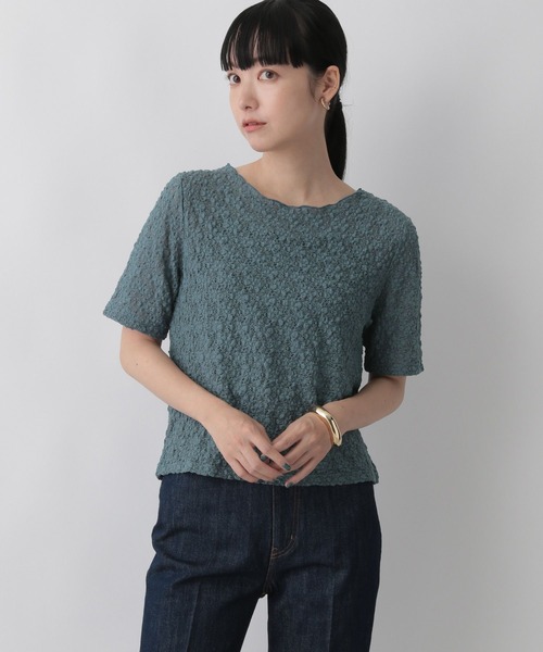 LOWRYS FARM(ローリーズファーム)の「シャーリングTシャツ 349140(Tシャツ/カットソー・レディース・ブルー/アイボリー/ブラック・FREE)」の3枚目の写真