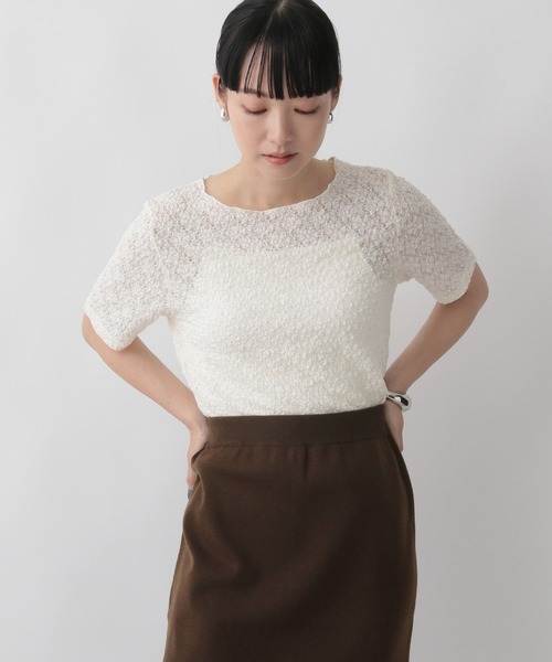 LOWRYS FARM(ローリーズファーム)の「シャーリングTシャツ 349140(Tシャツ/カットソー・レディース・ブルー/アイボリー/ブラック・FREE)」の2枚目の写真