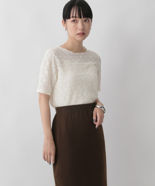 LOWRYS FARM(ローリーズファーム)の「シャーリングTシャツ 349140(Tシャツ/カットソー・レディース・ブルー/アイボリー/ブラック・FREE)」の18枚目の写真