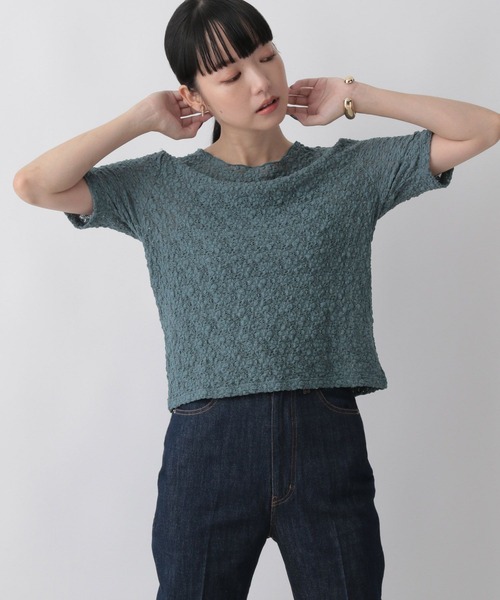 LOWRYS FARM(ローリーズファーム)の「シャーリングTシャツ 349140(Tシャツ/カットソー・レディース・ブルー/アイボリー/ブラック・FREE)」の5枚目の写真