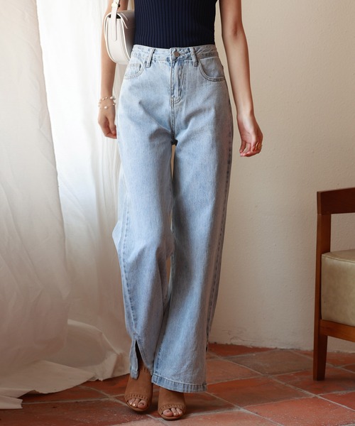 SAISON DE PAPILLON(セゾンドパピヨン)の「ハイライズバギーデニムパンツ(その他パンツ・レディース・ライトブルー/ブルー・S/M/L/XL)」の2枚目の写真