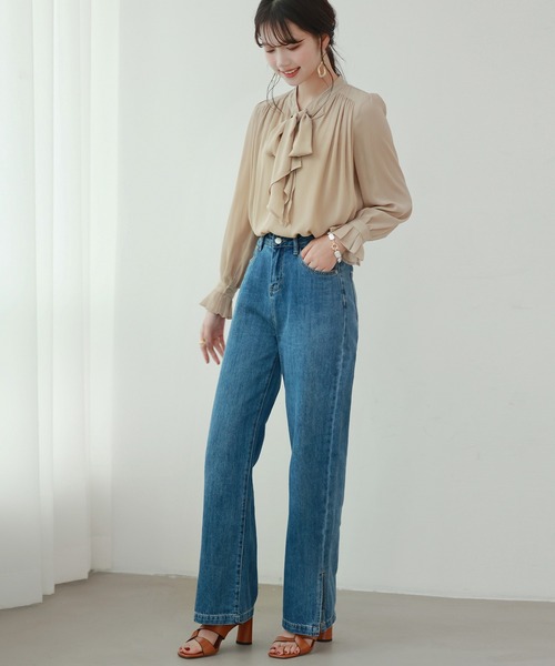 SAISON DE PAPILLON(セゾンドパピヨン)の「ハイライズバギーデニムパンツ(その他パンツ・レディース・ライトブルー/ブルー・S/M/L/XL)」の5枚目の写真