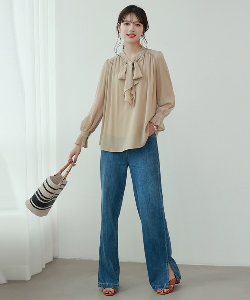 SAISON DE PAPILLON(セゾンドパピヨン)の「ハイライズバギーデニムパンツ(その他パンツ・レディース・ライトブルー/ブルー・S/M/L/XL)」の18枚目の写真