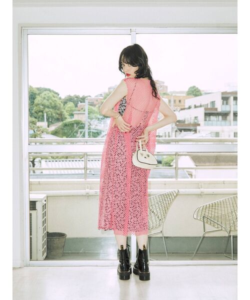 jouetie（ジュエティ）の「メッシュロングタンク【ワンピース】（ワンピース・レディース・ブラック/ピンク/グリーン/ブルー・MEDIUM）」の4枚目の写真