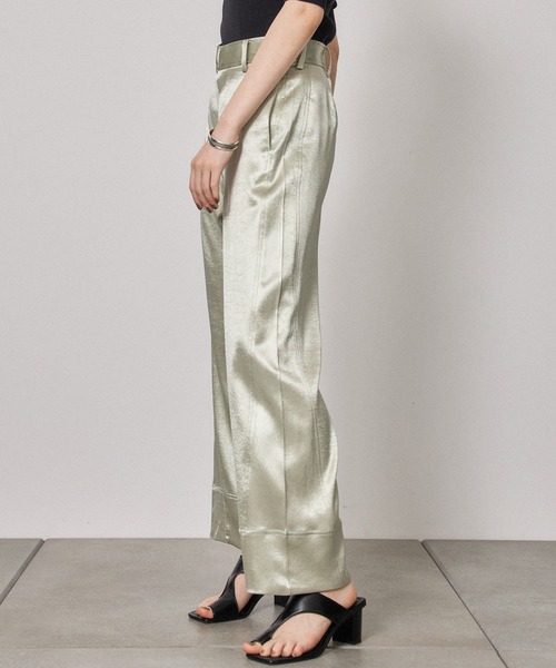 PUBLIC TOKYO（パブリックトウキョウ）の「クレーターサテンストレートパンツ/ウォッシャブル（その他パンツ・レディース・ブラック/ライム・FREE）」の10枚目の写真