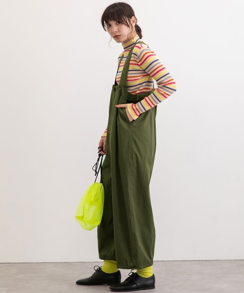 POU DOU DOU（プードゥドゥ）の「2wayワイドサロペット（サロペット/オーバーオール・レディース・カーキ/ベージュ/ブラック・3）」の13枚目の写真