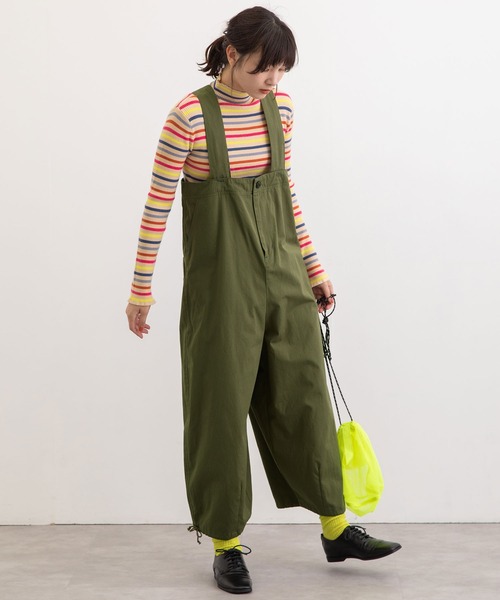 POU DOU DOU（プードゥドゥ）の「2wayワイドサロペット（サロペット/オーバーオール・レディース・カーキ/ベージュ/ブラック・3）」の16枚目の写真